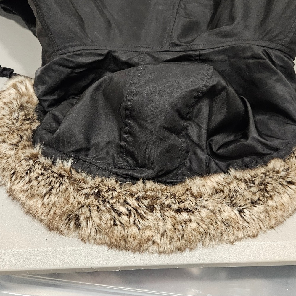 Levi's Womens Down Puffer Jacket Medium Snow Winter Ski Hood Faux Fur - Picture 15 of 16